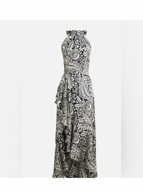 Black & White Floral Halter Maxi Dress